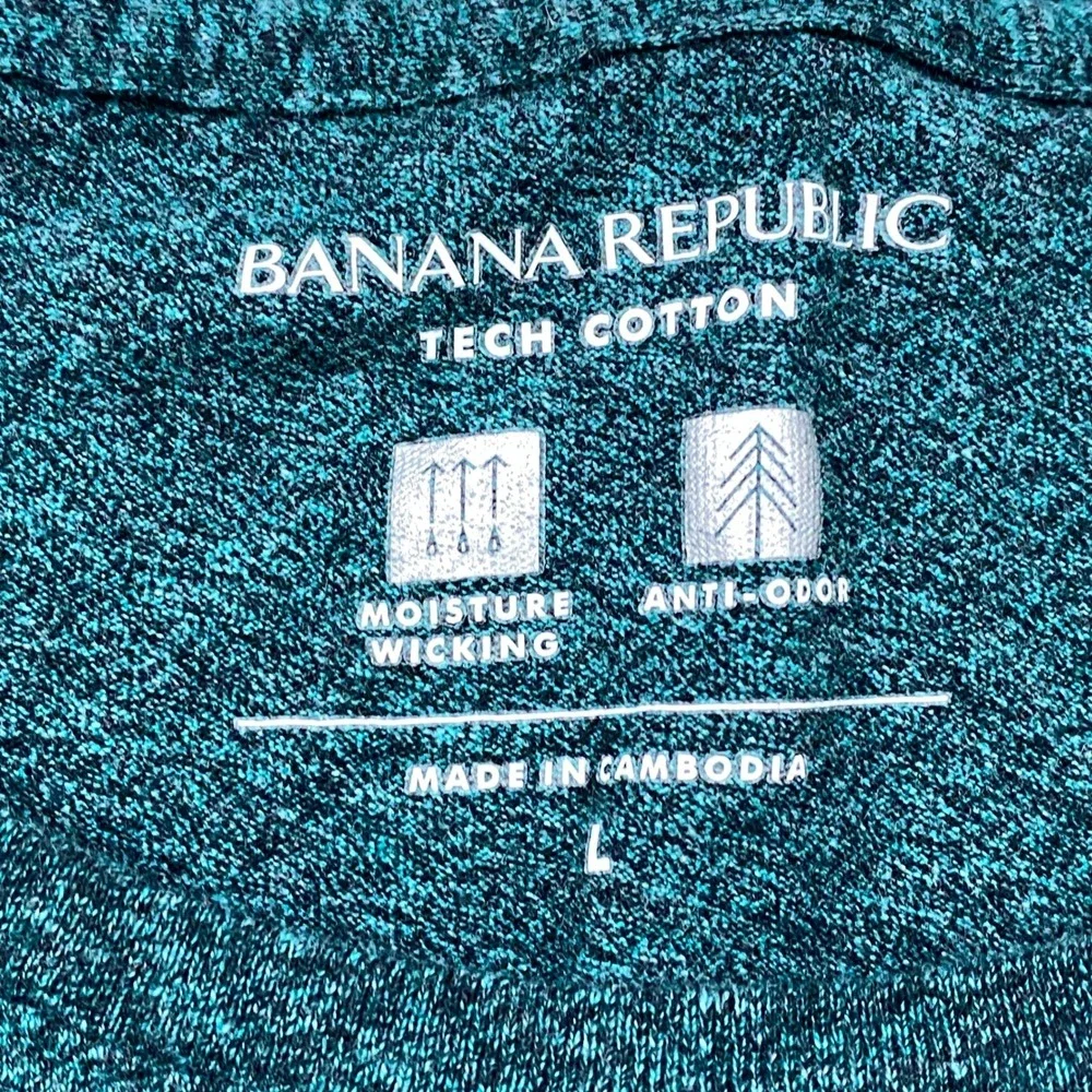 Banana Republic Tech Cotton T-Shirt Mens L Minimalist Heather Teal Performance